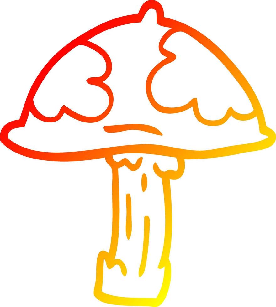 warm gradient line drawing cartoon poisonous toadstool vector