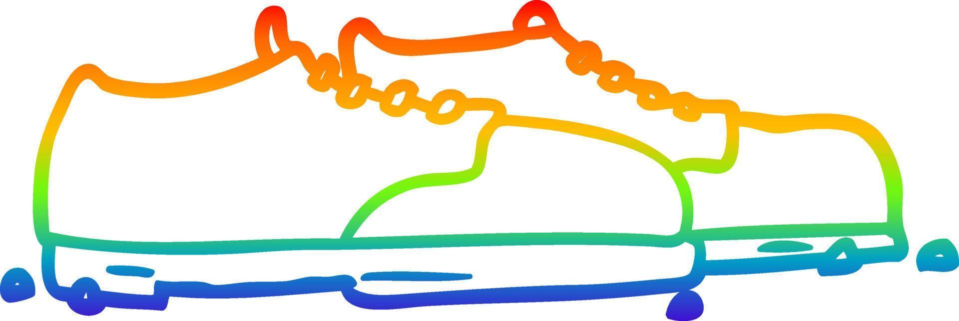 línea de gradiente de arco iris dibujando zapatos viejos vector