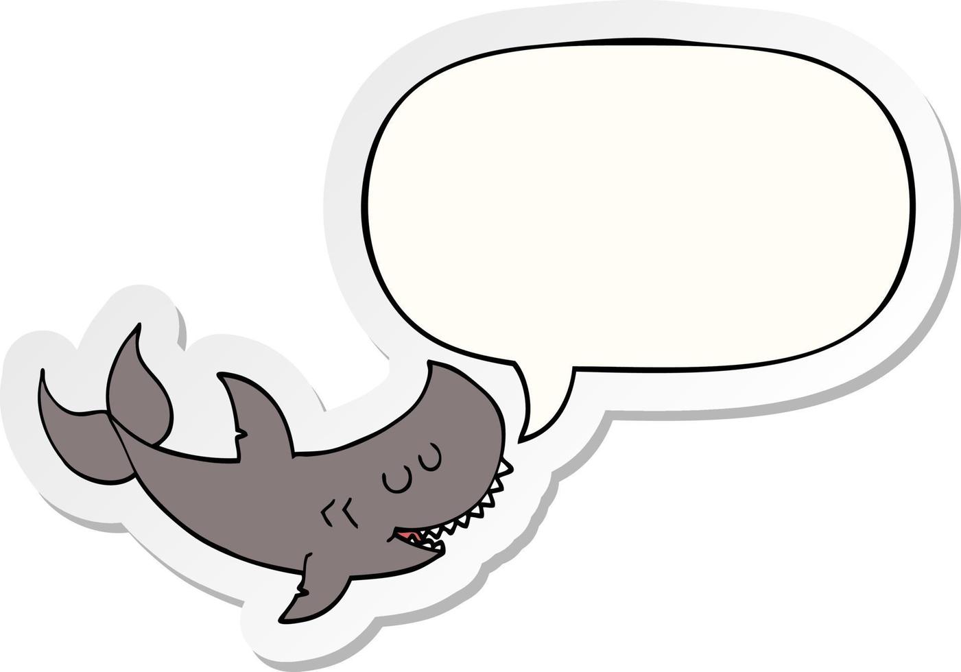 cartoon shark and speech bubble sticker vector