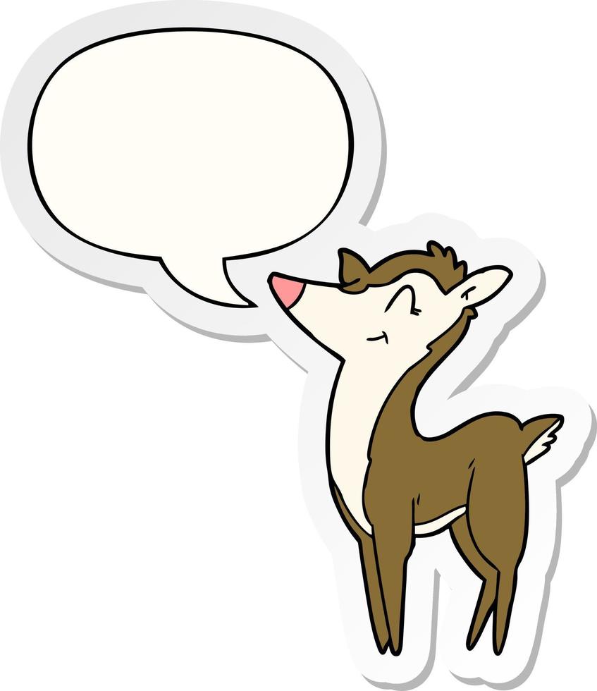 cartoon deer and speech bubble sticker vector