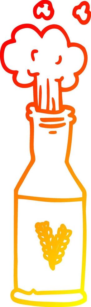 warm gradient line drawing cartoon bottle of beer vector
