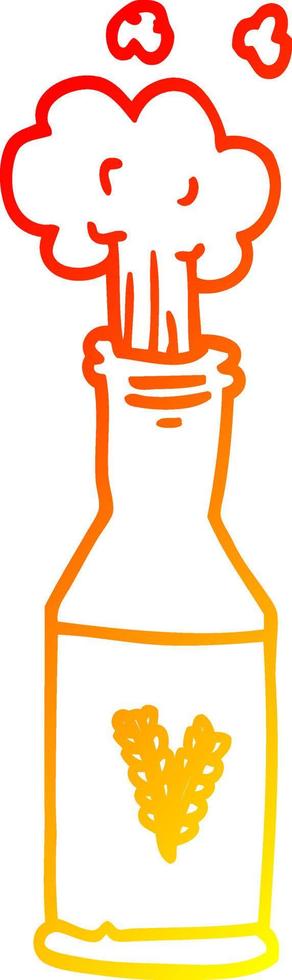 botella de cerveza de dibujos animados de dibujo de línea de gradiente cálido vector