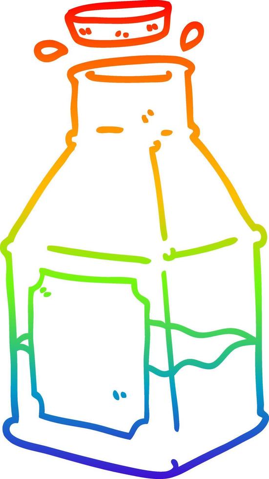 rainbow gradient line drawing cartoon drink in decanter vector