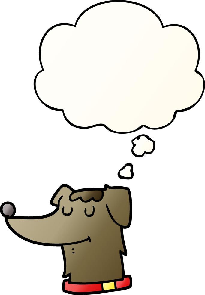 cartoon dog and thought bubble in smooth gradient style vector