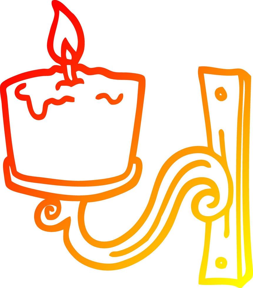 warm gradient line drawing cartoon old candle holder vector