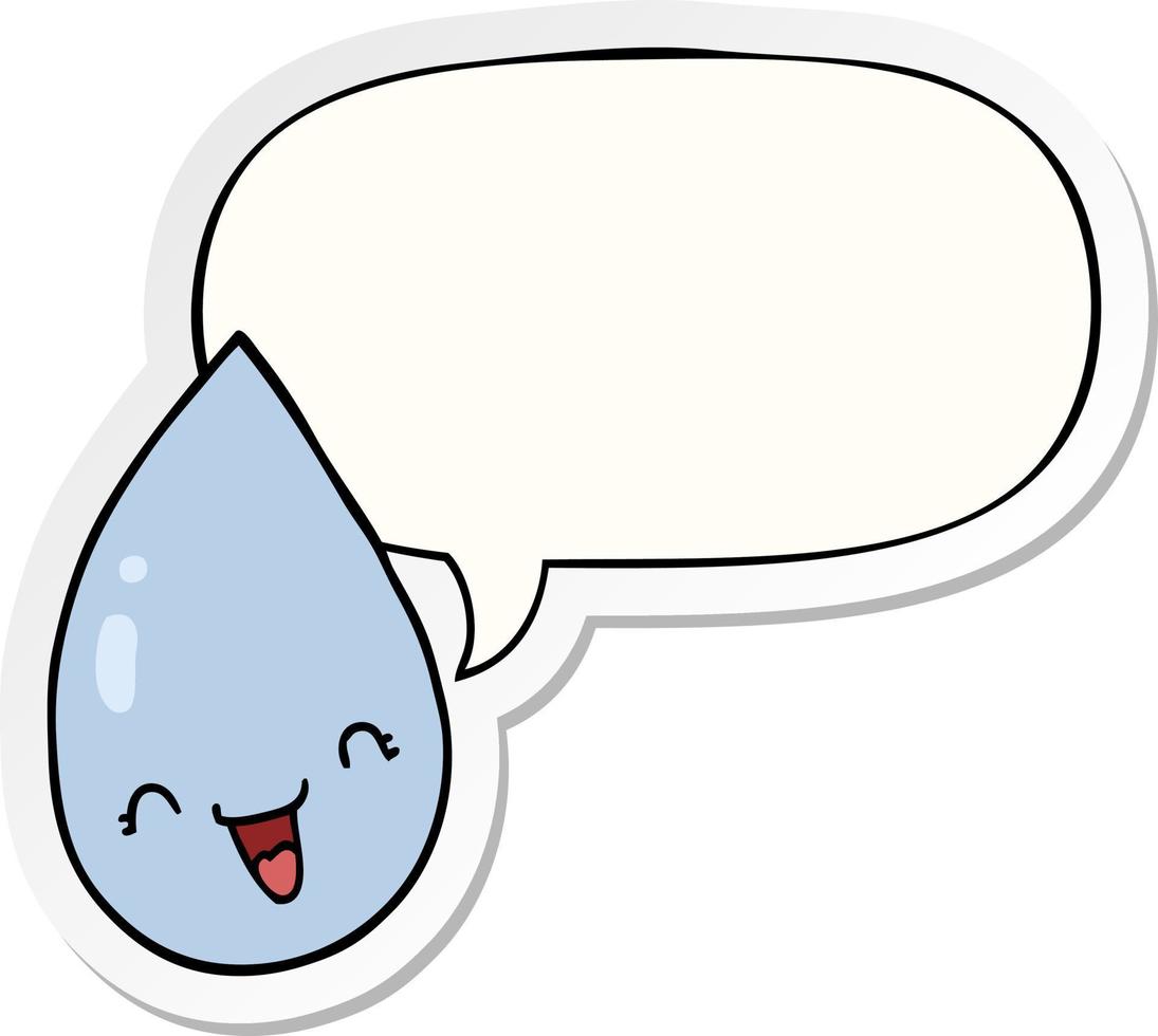 cartoon raindrop and speech bubble sticker vector