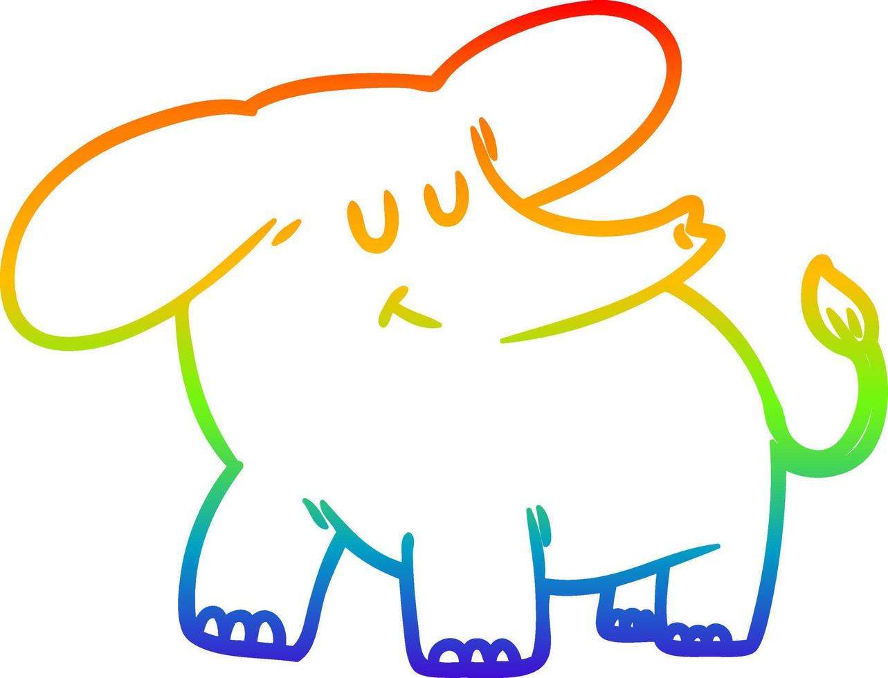 elefante de dibujos animados de dibujo de línea de gradiente de arco iris vector