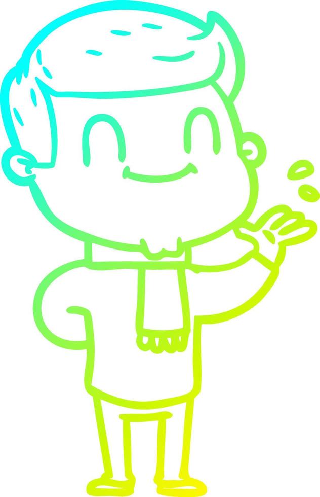 cold gradient line drawing cartoon friendly man vector