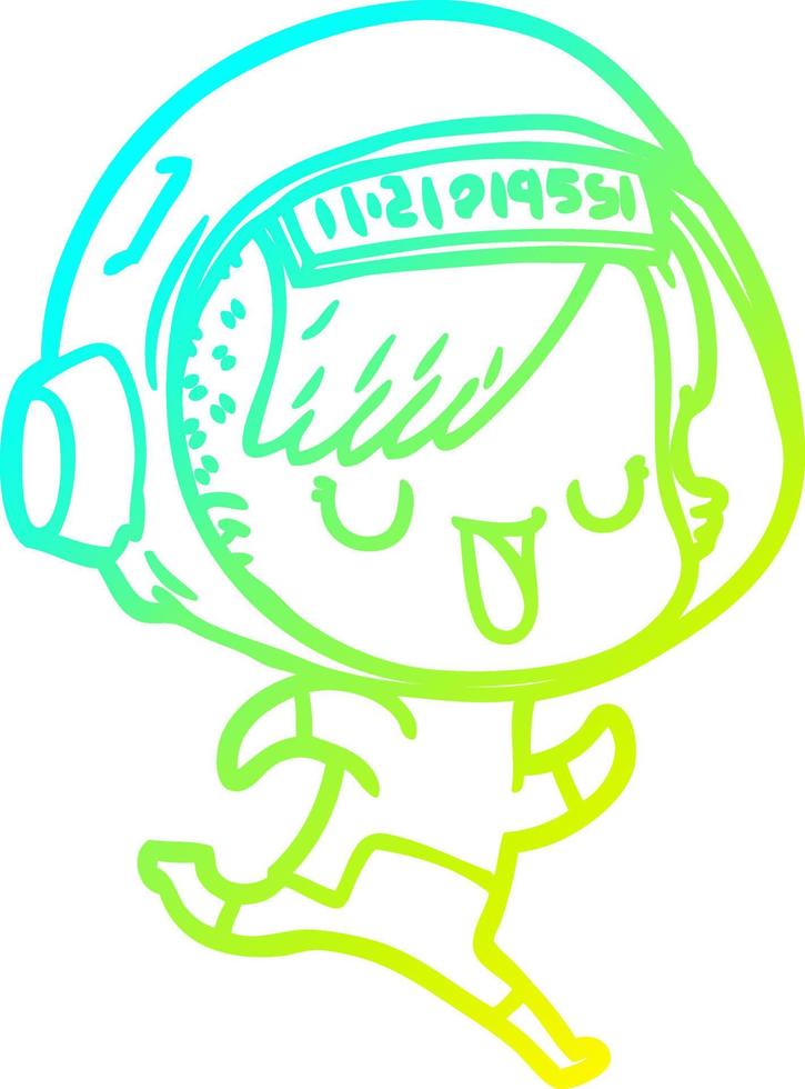 cold gradient line drawing cartoon astronaut woman vector