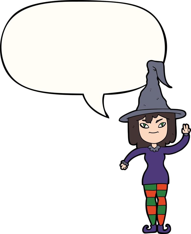 cartoon witch and speech bubble vector