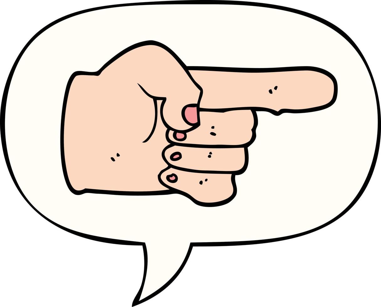 cartoon pointing hand and speech bubble vector