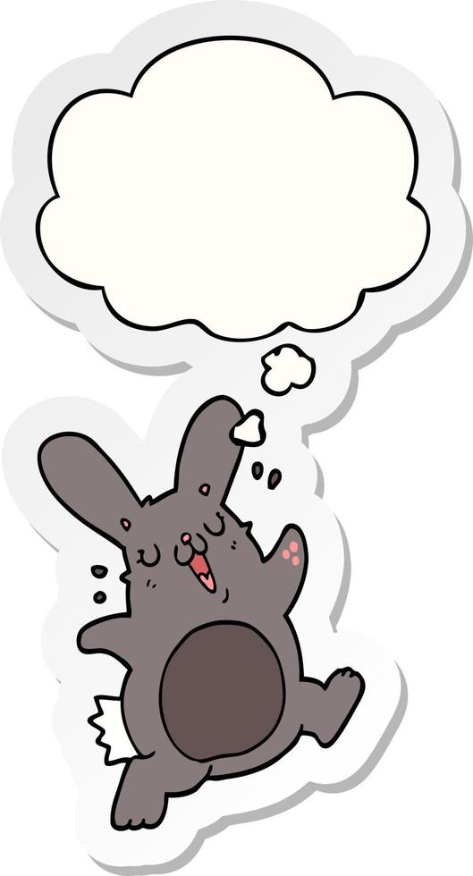 cartoon rabbit and thought bubble as a printed sticker vector