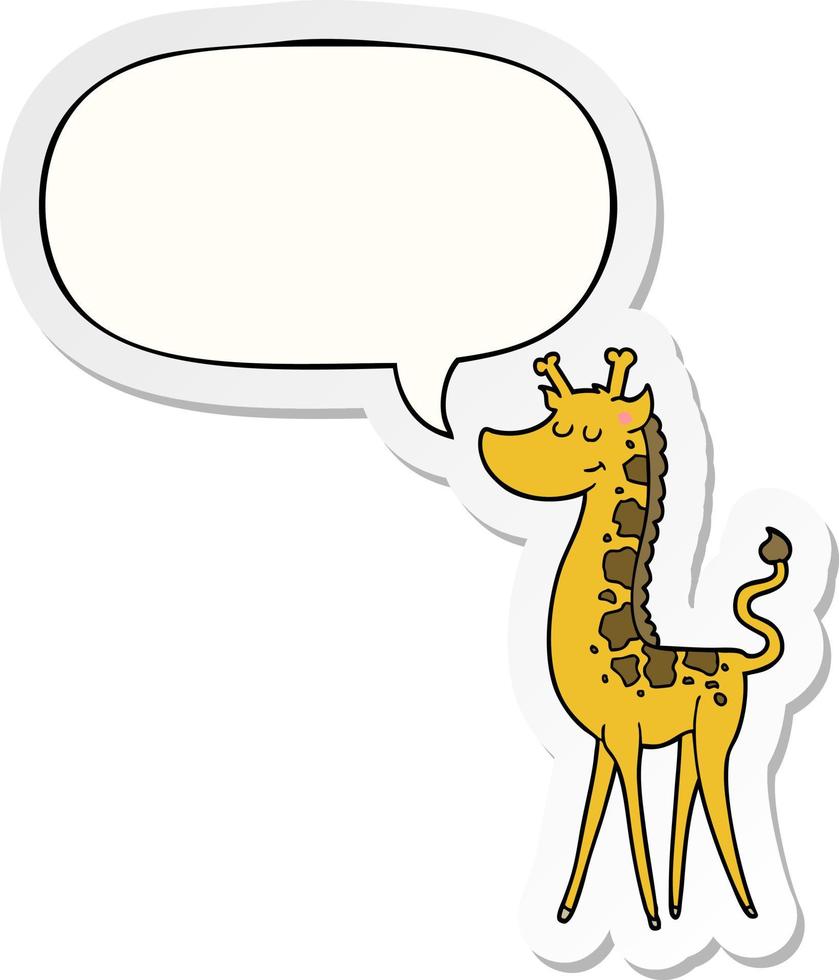 cartoon giraffe and speech bubble sticker vector