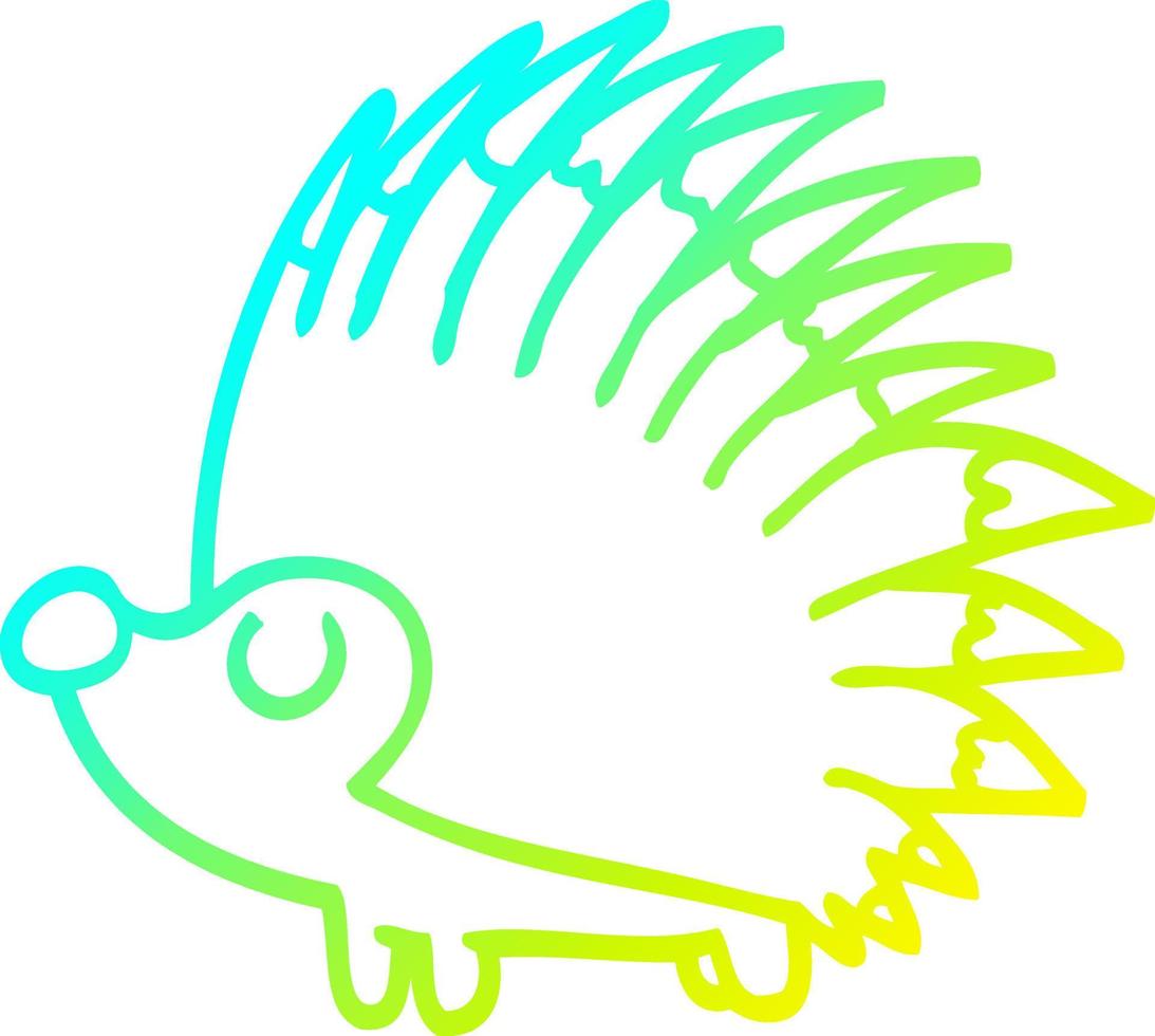 cold gradient line drawing cartoon spiky hedgehog vector