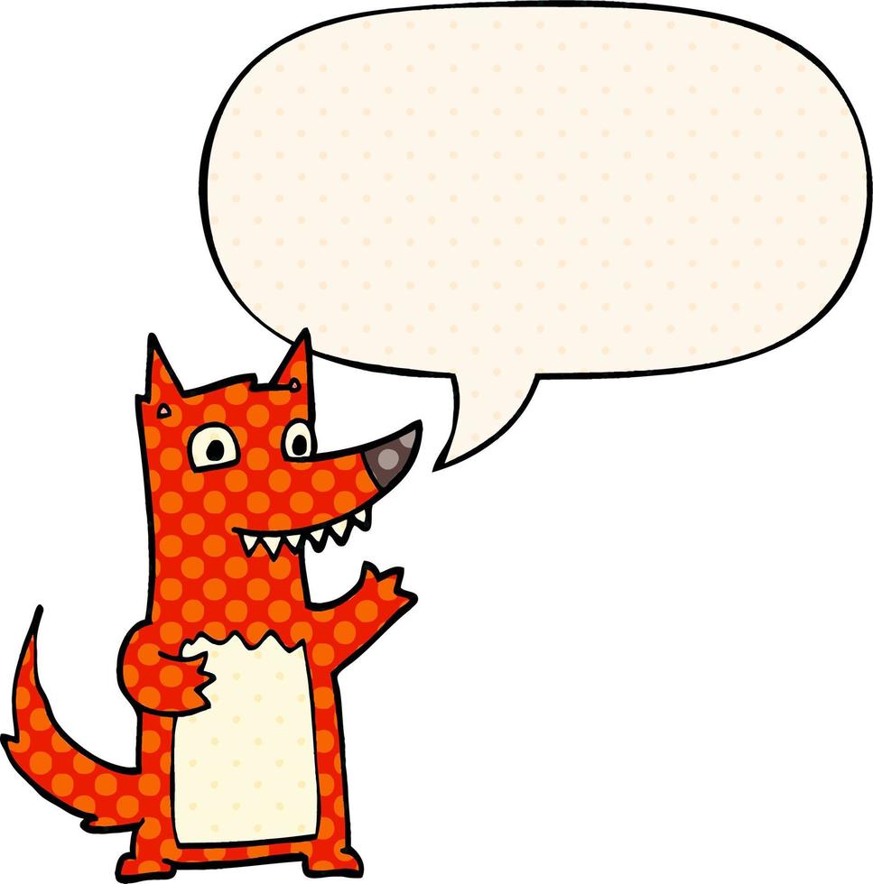 cartoon wolf and speech bubble in comic book style vector