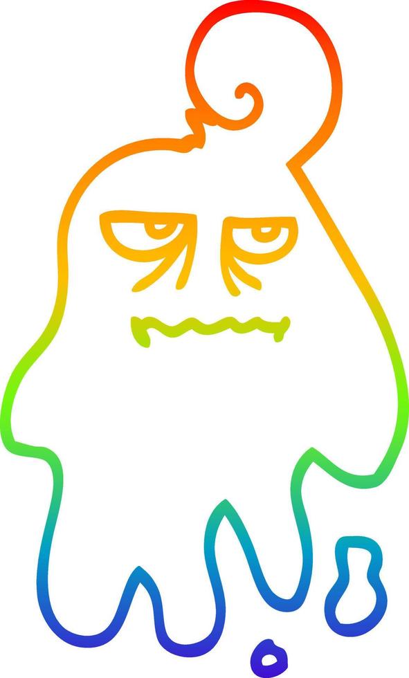 rainbow gradient line drawing cartoon spooky ghost vector
