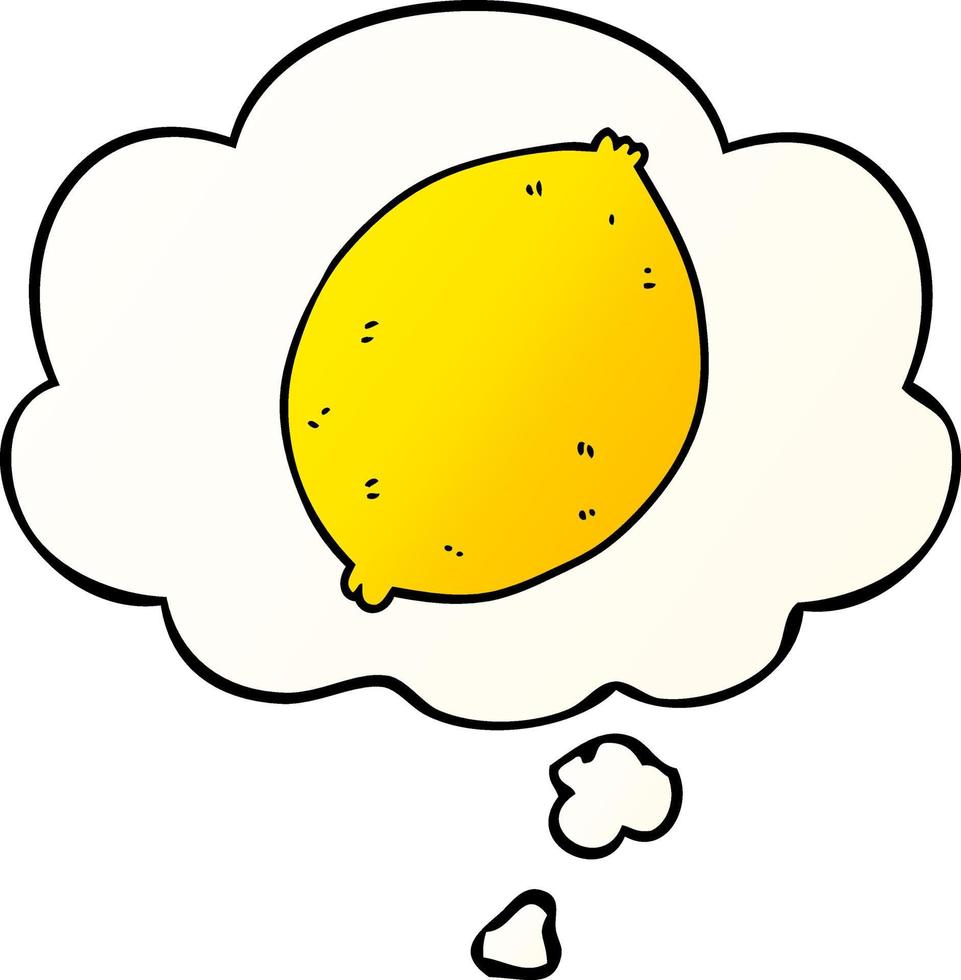 cartoon lemon and thought bubble in smooth gradient style vector