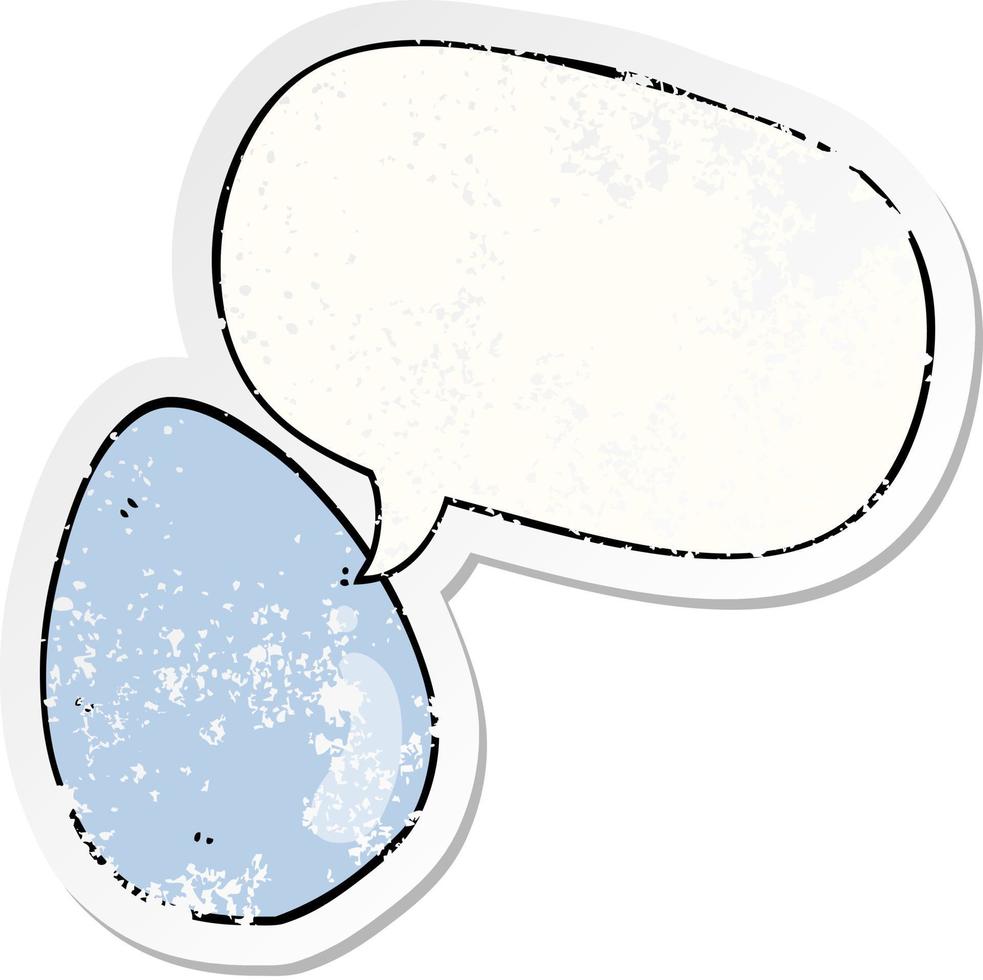 cartoon egg and speech bubble distressed sticker vector