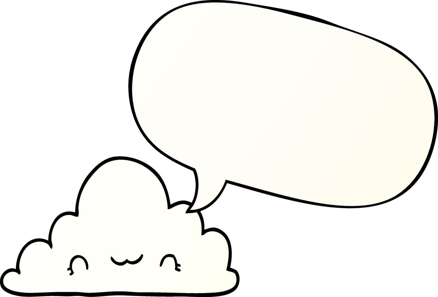 cute cartoon cloud and speech bubble in smooth gradient style vector