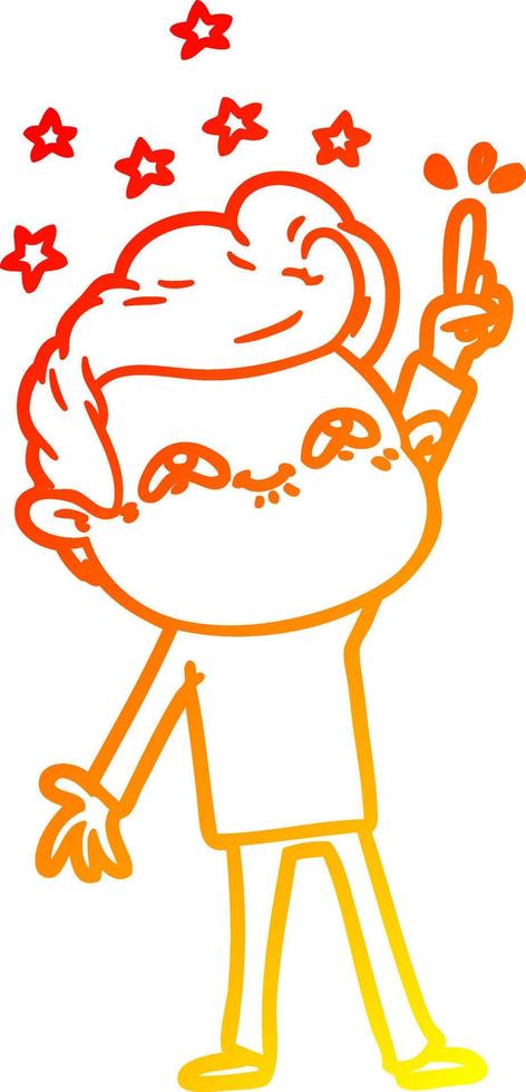 warm gradient line drawing cartoon excited man vector