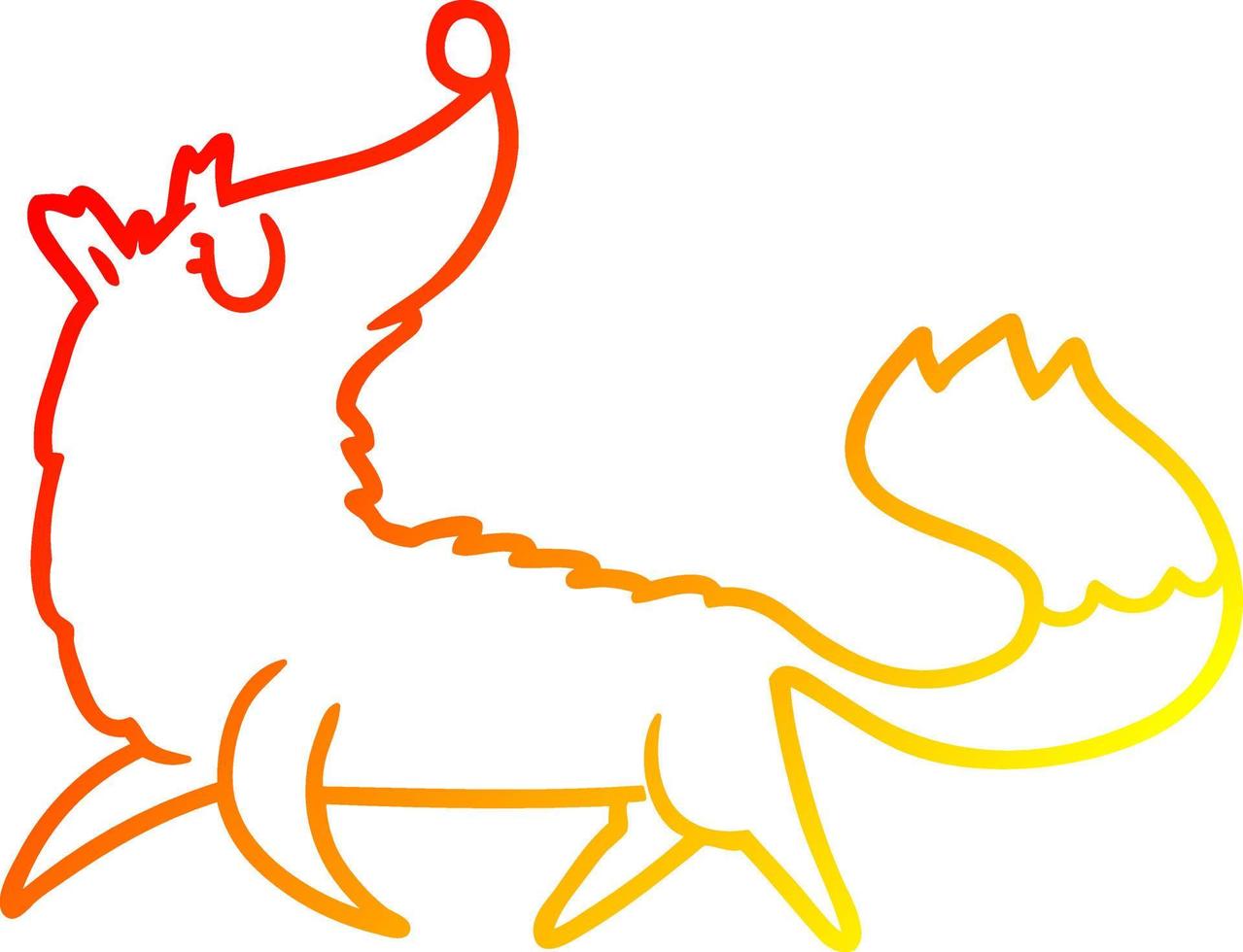 warm gradient line drawing cartoon fox vector