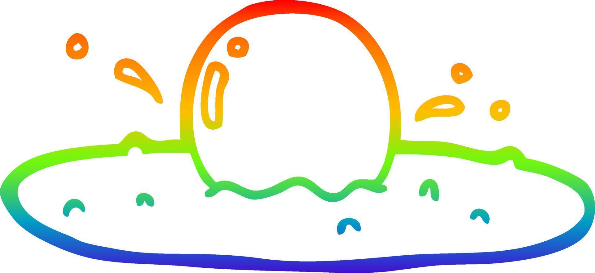 rainbow gradient line drawing cartoon fried egg vector