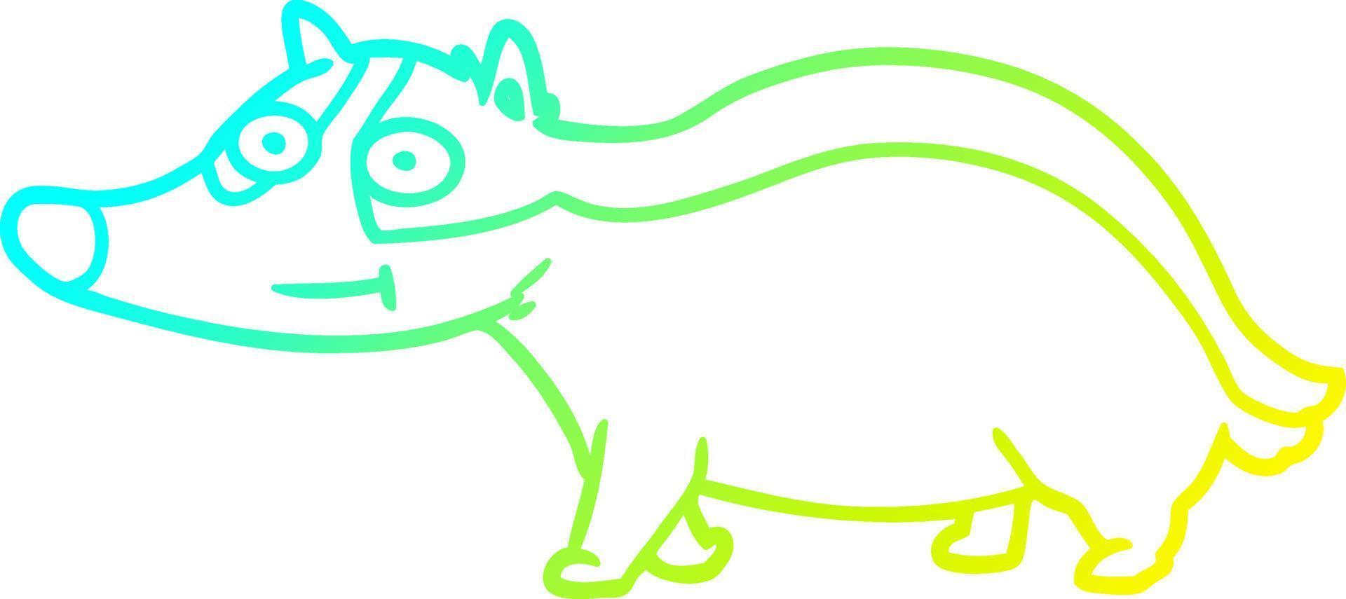 cold gradient line drawing cartoon friendly badger vector