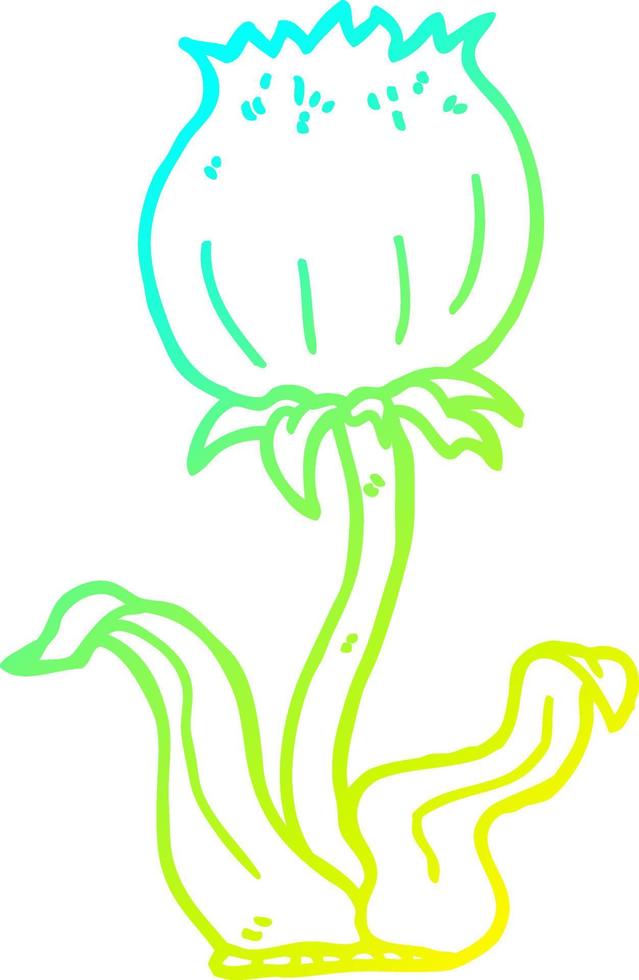 cold gradient line drawing cartoon wild flower vector