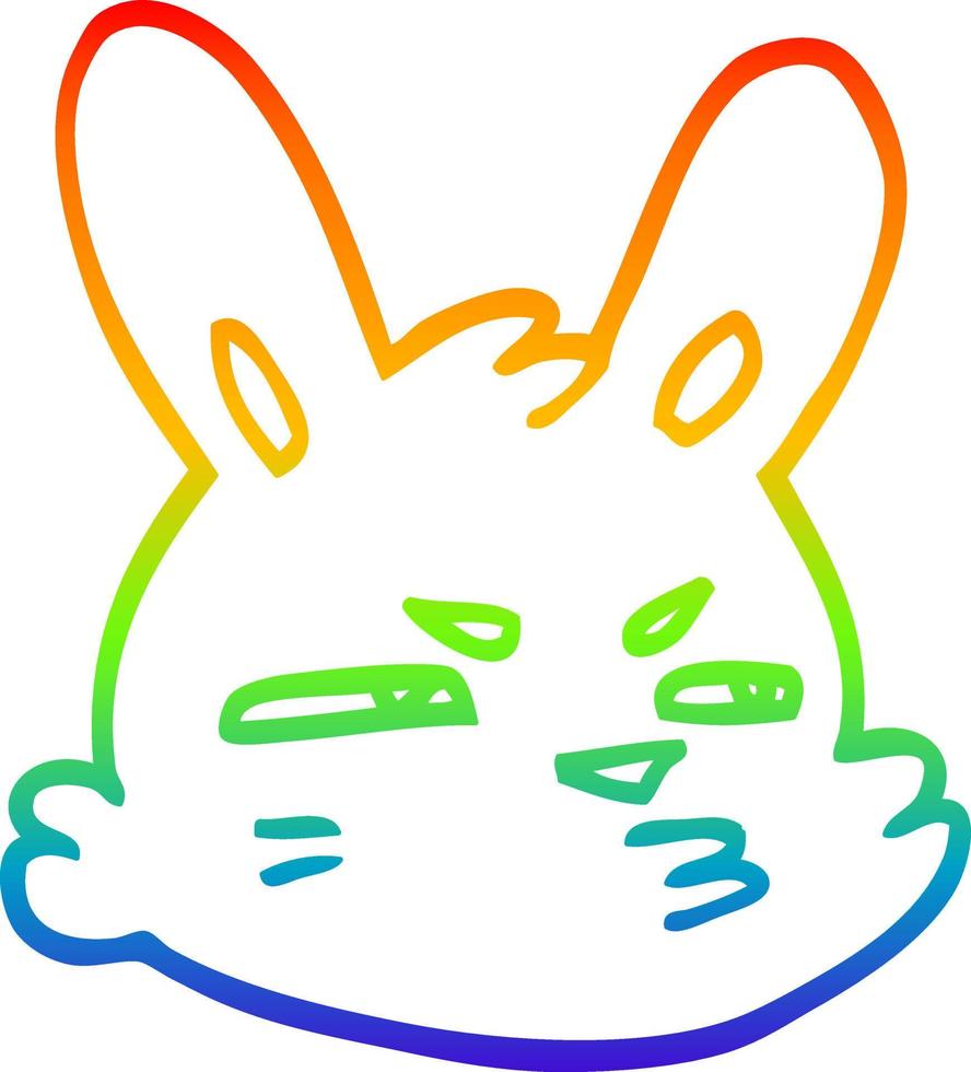 rainbow gradient line drawing cartoon moody rabbit vector