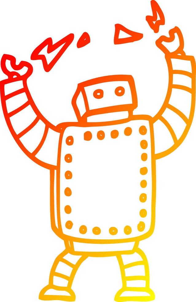 robot gigante de dibujos animados de dibujo lineal de gradiente cálido vector