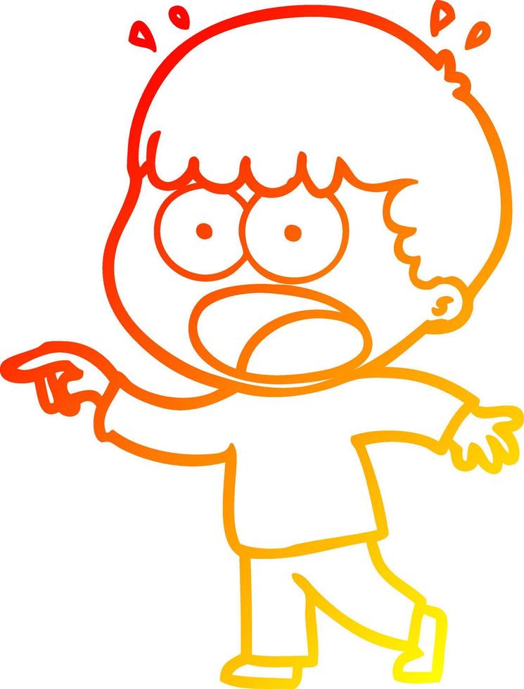 warm gradient line drawing cartoon shocked man pointing vector