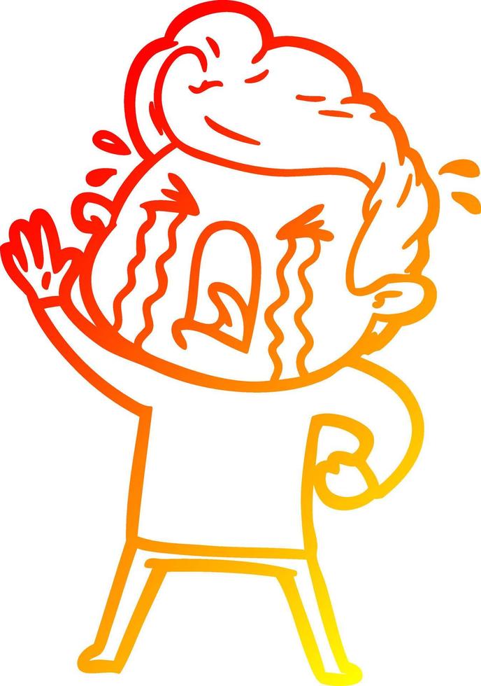 warm gradient line drawing cartoon crying man vector
