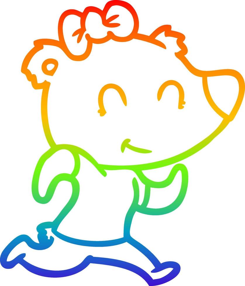 rainbow gradient line drawing female bear jogging vector