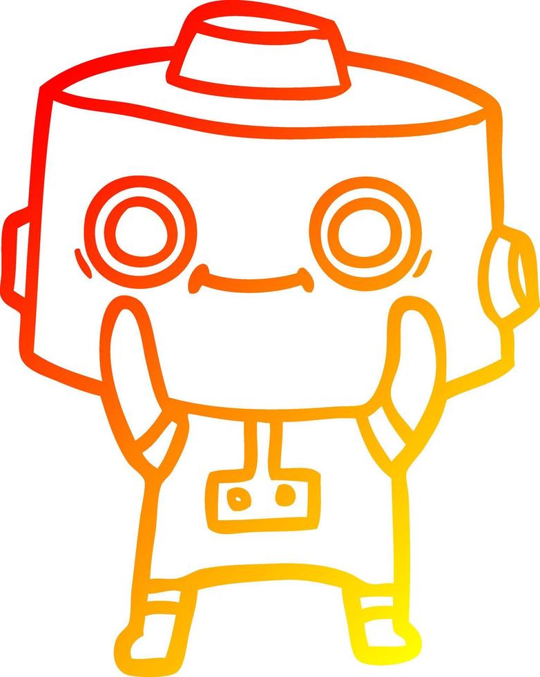 warm gradient line drawing cartoon robot vector