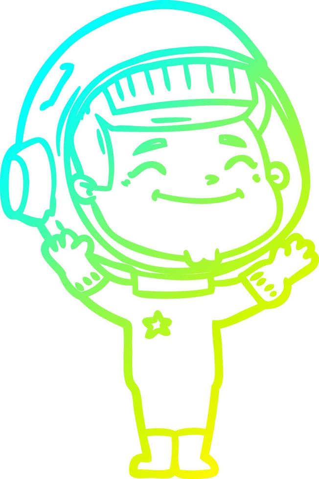 cold gradient line drawing happy cartoon astronaut vector