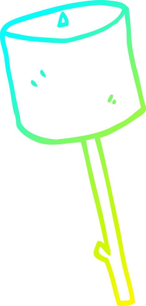 cold gradient line drawing cartoon marshmallow on stick vector