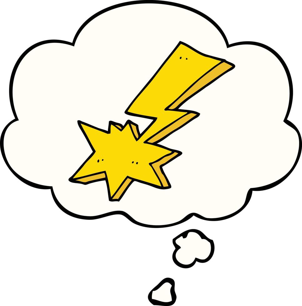 cartoon lightning bolt and thought bubble vector