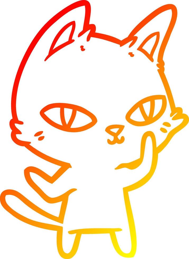warm gradient line drawing cartoon cat staring vector