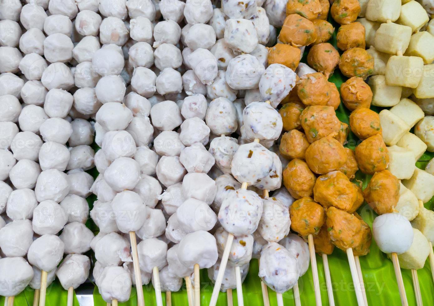 Group of the various meatballs in the traditional Thai style. photo