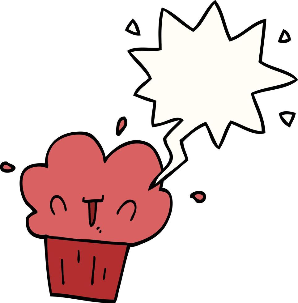 cartoon cupcake and speech bubble vector