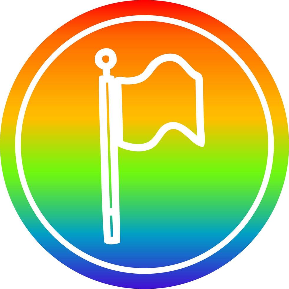 waving flag circular in rainbow spectrum vector