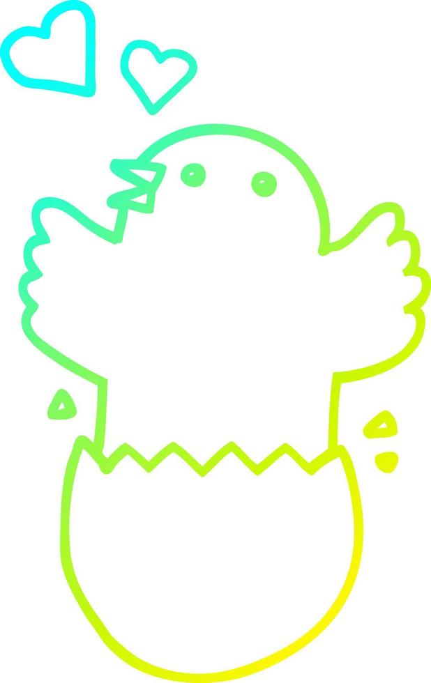 cold gradient line drawing cute hatching chick cartoon vector