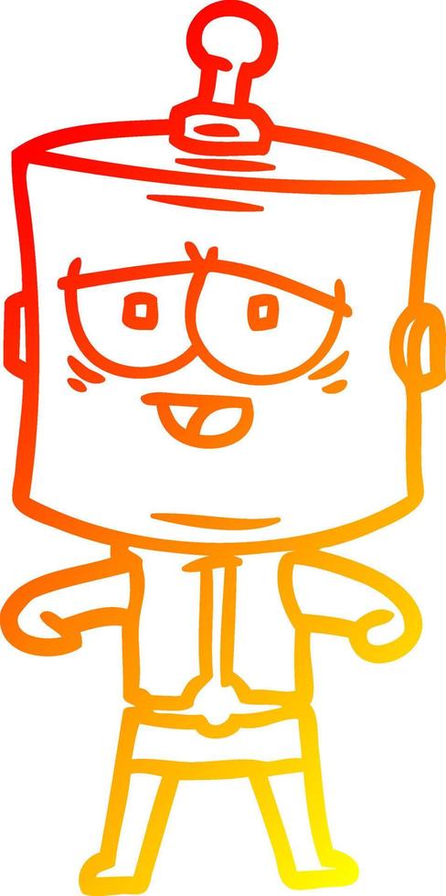 warm gradient line drawing cartoon robot vector