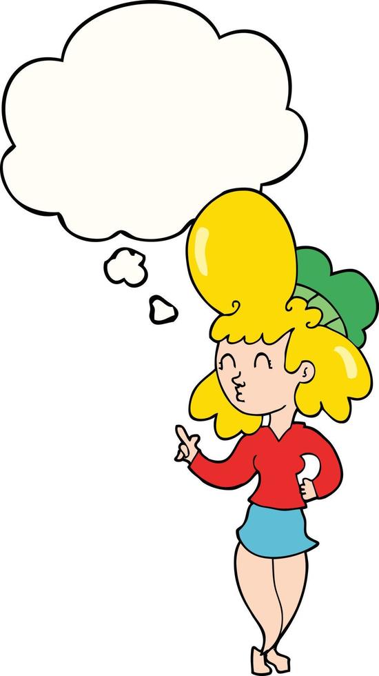 cartoon woman with big hair and thought bubble vector