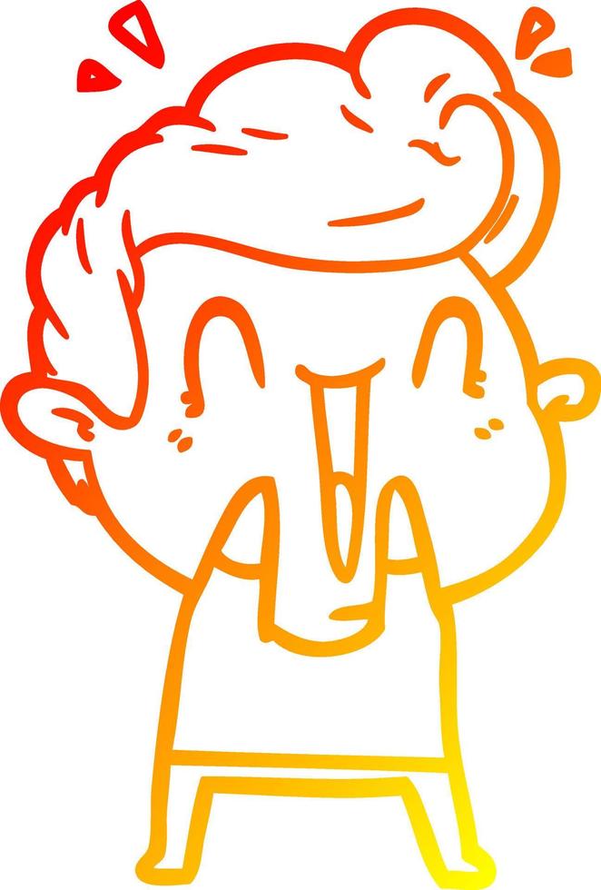 warm gradient line drawing cartoon happy man laughing vector