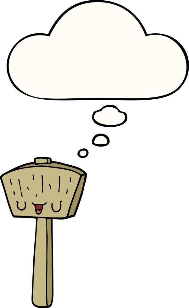 cartoon mallet and thought bubble vector