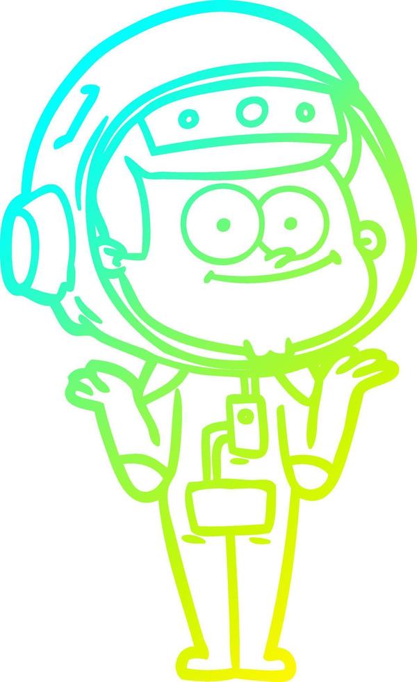 cold gradient line drawing happy astronaut cartoon vector