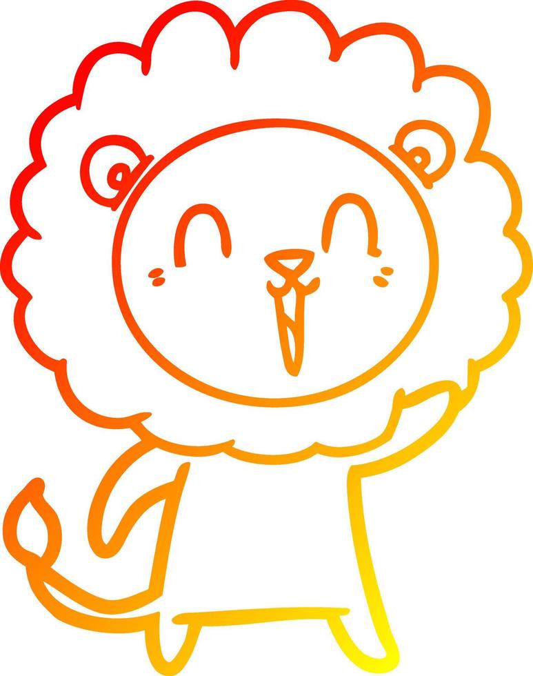 warm gradient line drawing laughing lion cartoon vector