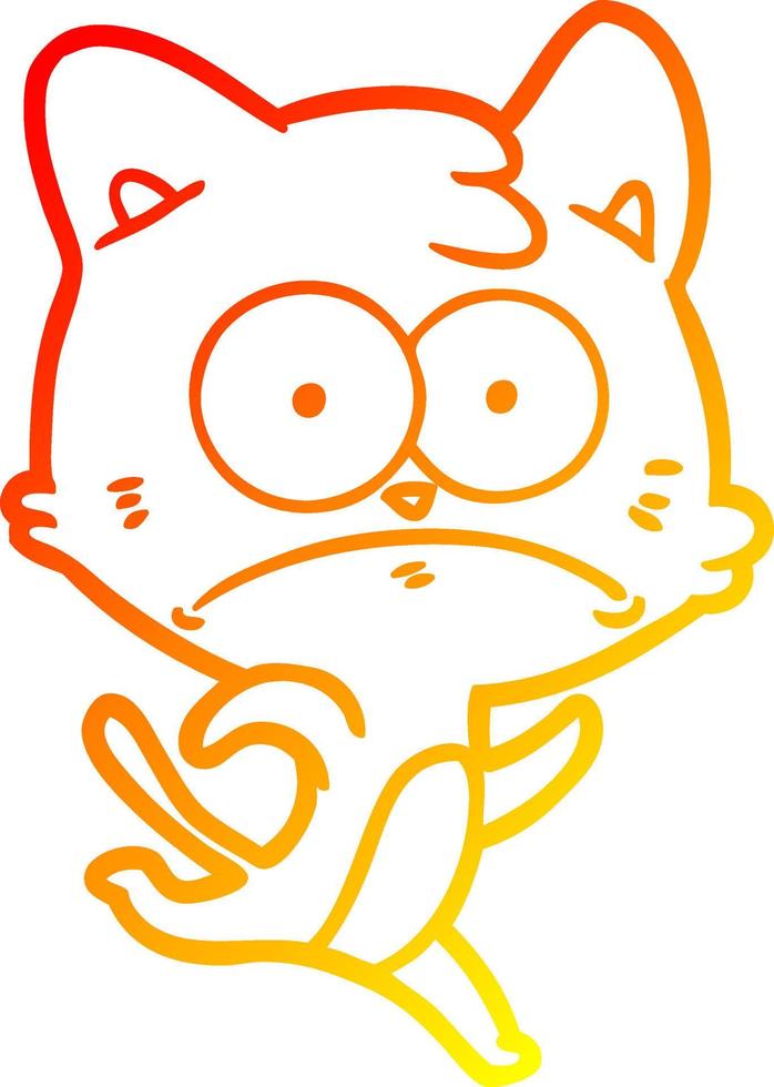 warm gradient line drawing cartoon nervous cat vector
