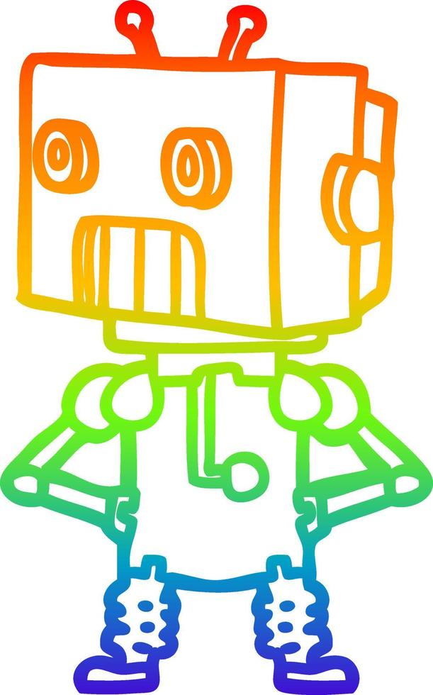 rainbow gradient line drawing cartoon robot vector